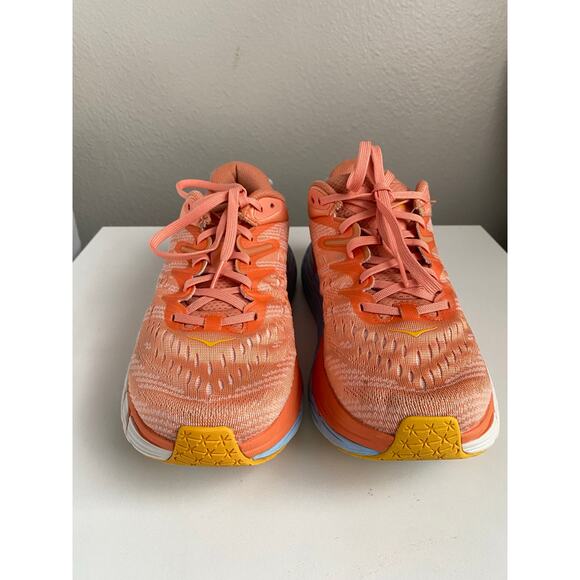 HOKA ONE ONE Gaviota 4 WIDE Women’s 8D Coral Peach Blue Running Shoes - Picture 2 of 11
